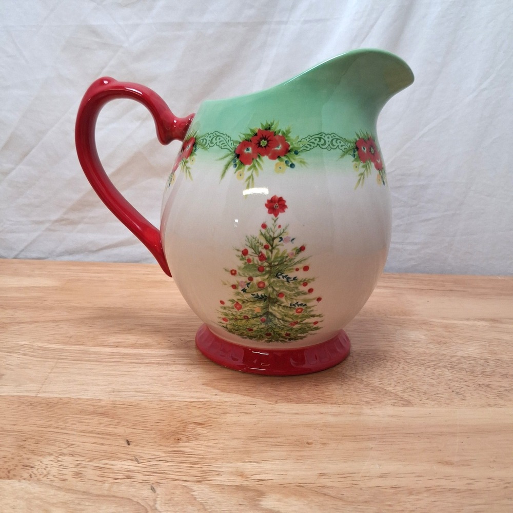 The Pioneer Woman Pitcher Multi-Color Christmas Tree Floral Holiday